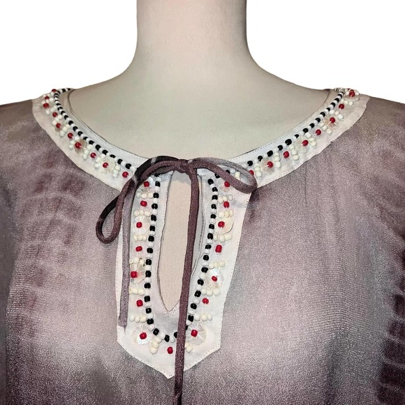 Letarte Handmade Silk Beaded Blouse Size Medium - Picture 5 of 6